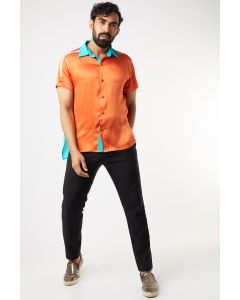 Orange Shirt With Contrast Collar