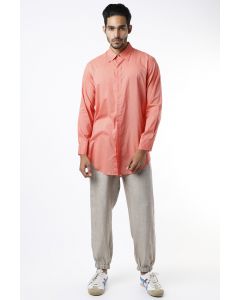 Dark Peach Cotton Long Shirt